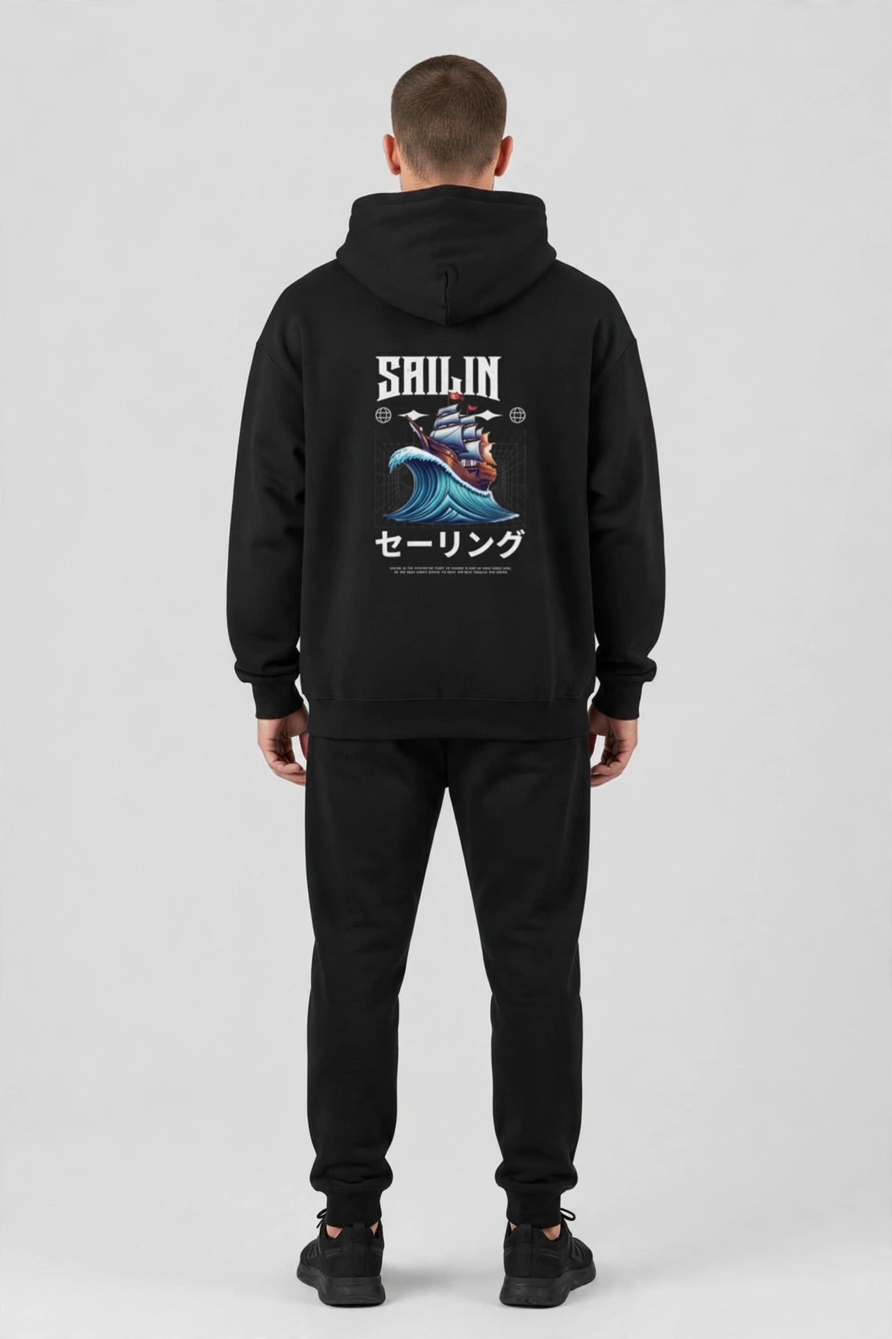 Sailing Print Unisex Terry Pullover Hoodie
