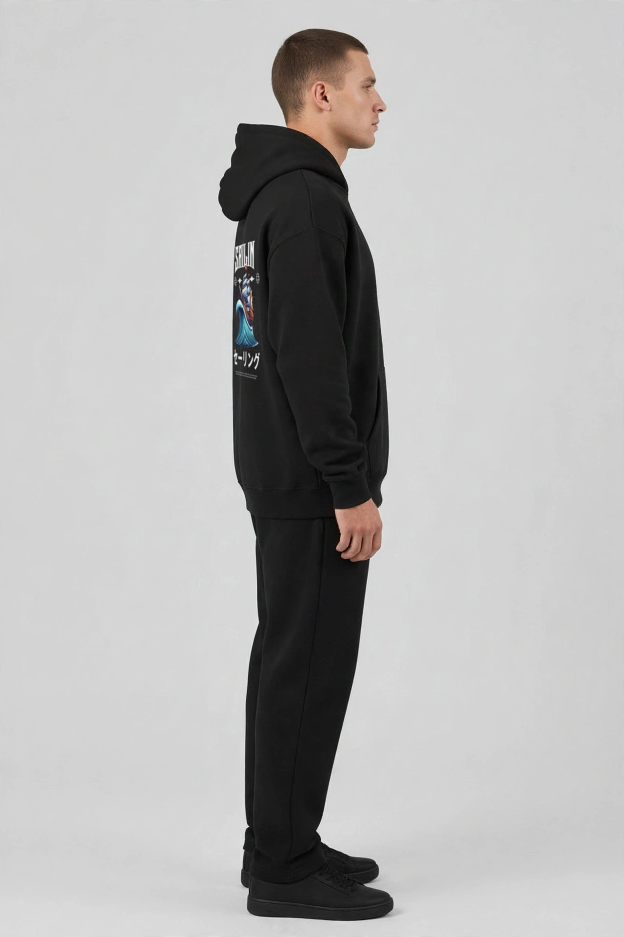 Sailing Print Unisex Terry Pullover Hoodie