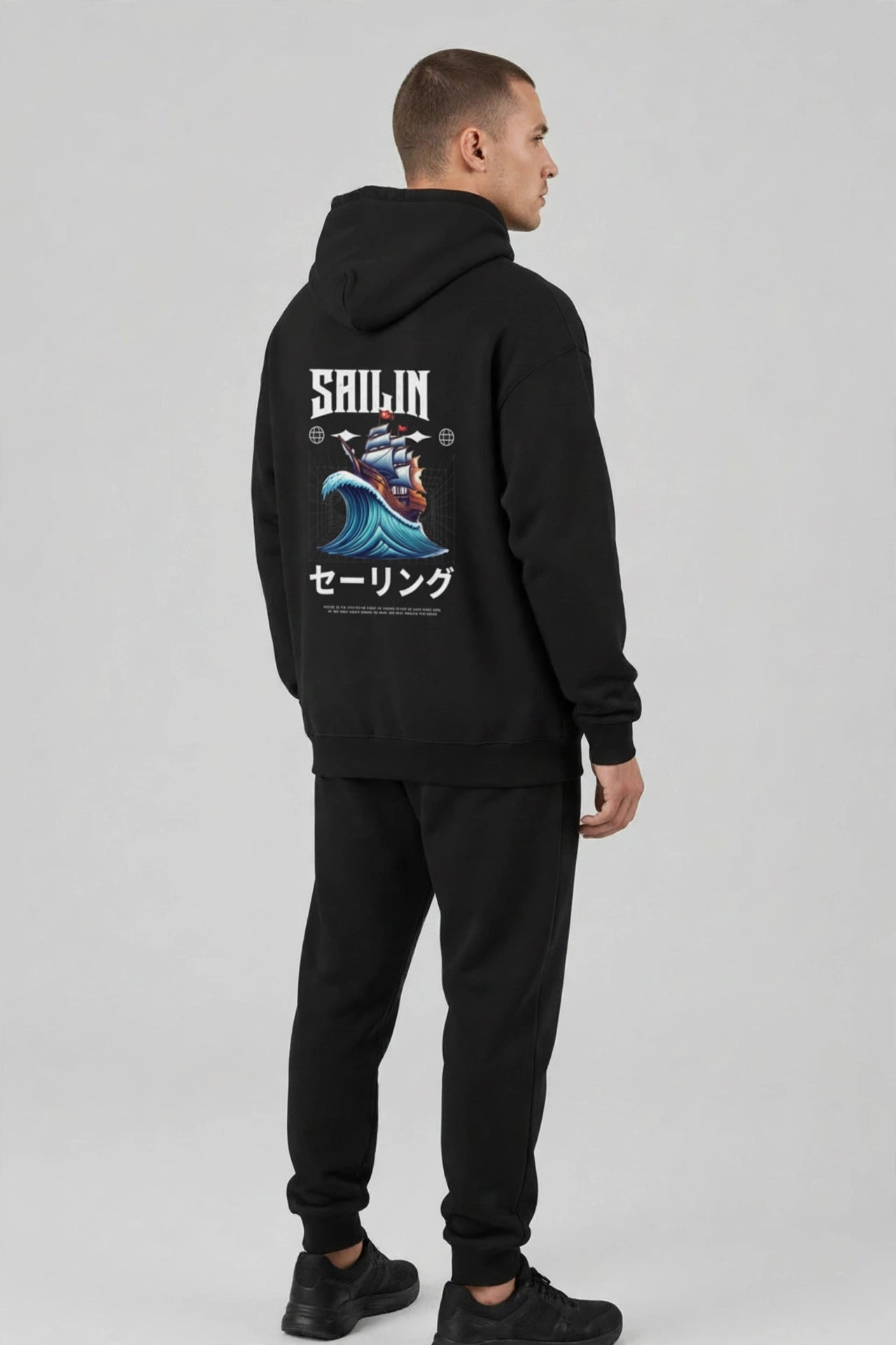 Sailing Print Unisex Terry Pullover Hoodie