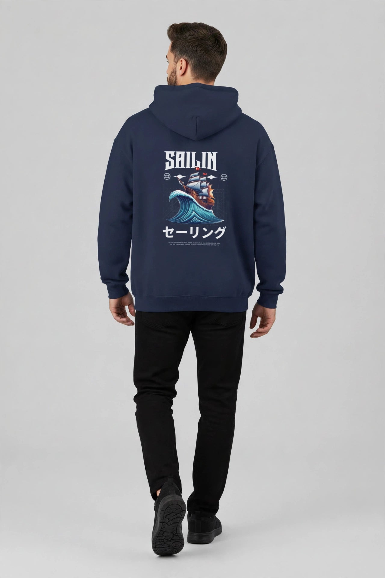 Sailing Print Unisex Terry Pullover Hoodie
