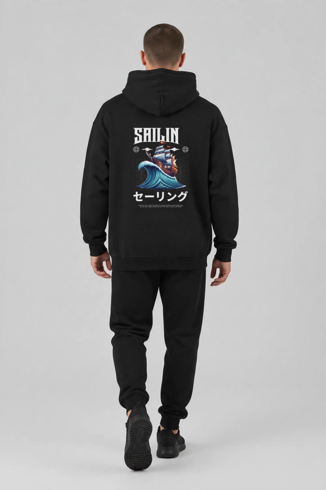 Sailing Print Unisex Terry Pullover Hoodie
