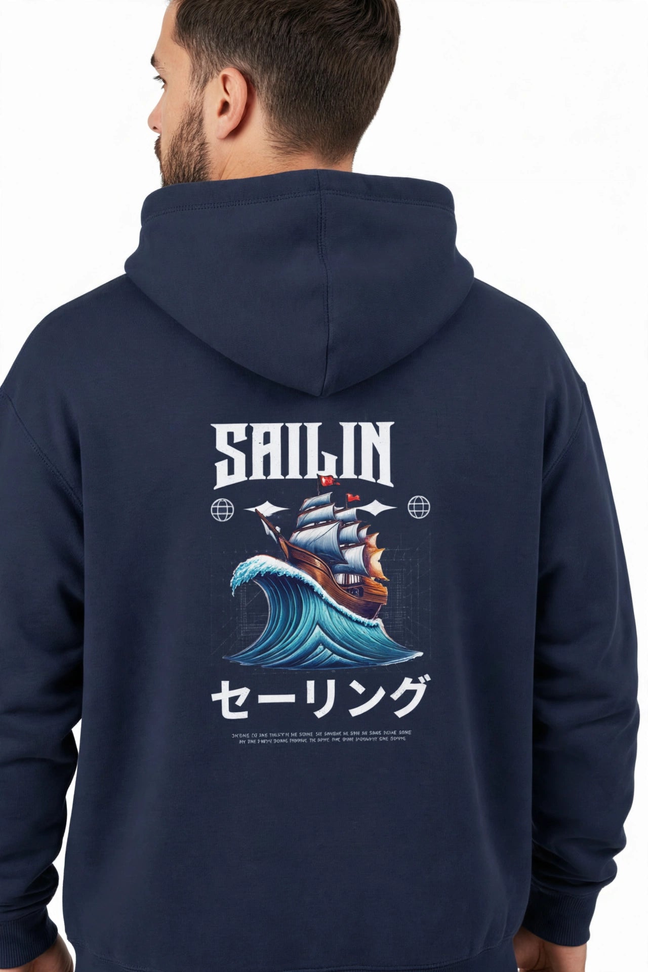 Sailing Print Unisex Terry Pullover Hoodie
