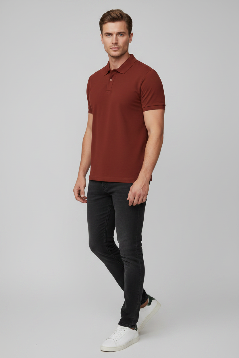 45° Front Left – Brick Red Polo