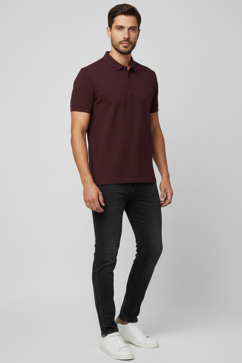 45° Front Left – Maroon Polo