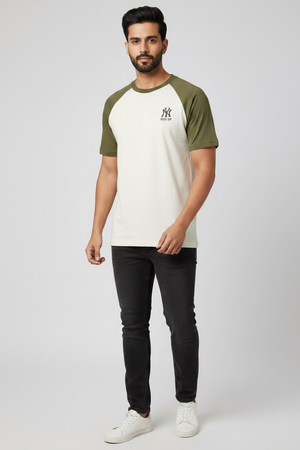 Olive green off white
