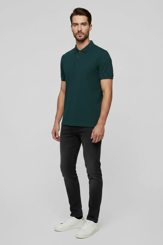 45° Front Left – Petrol Blue Polo