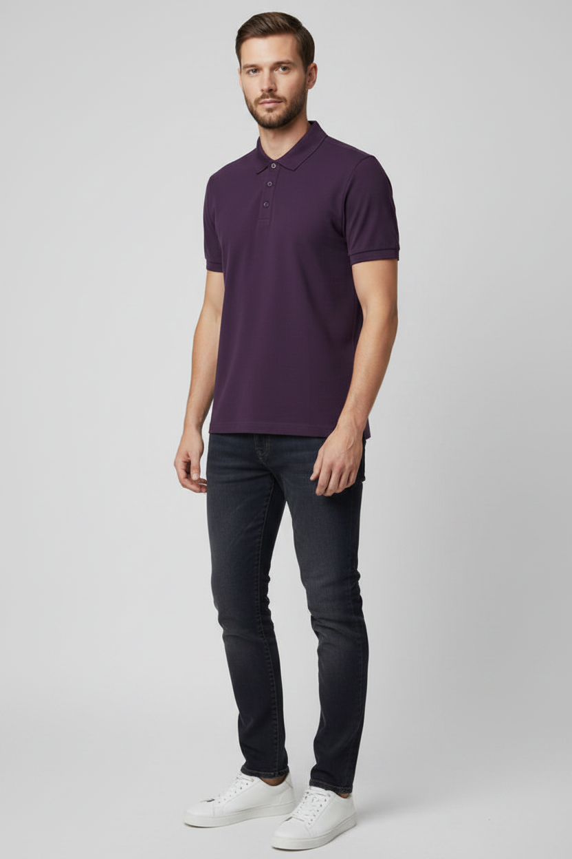 45° Front Left – Purple Polo