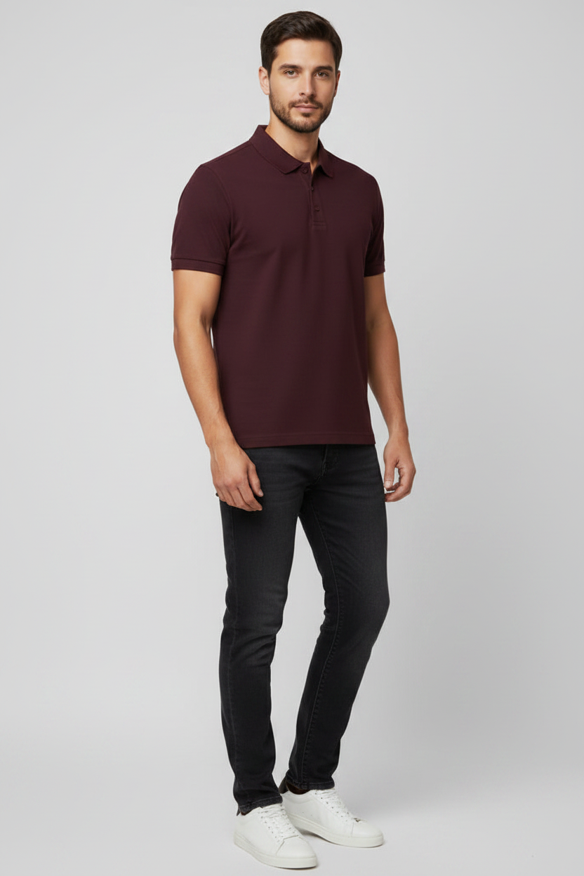 45° Front Right – Maroon Polo