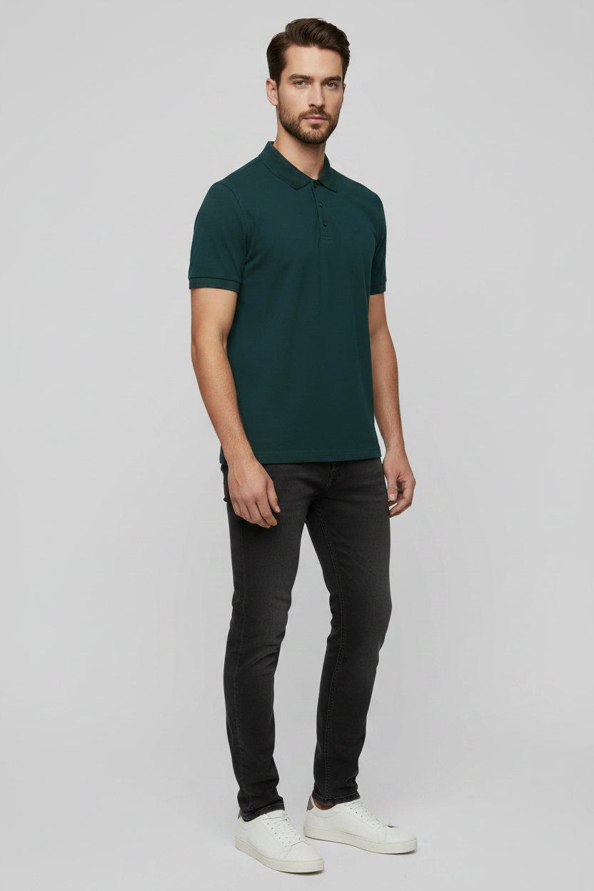 45° Front Right – Petrol Blue Polo