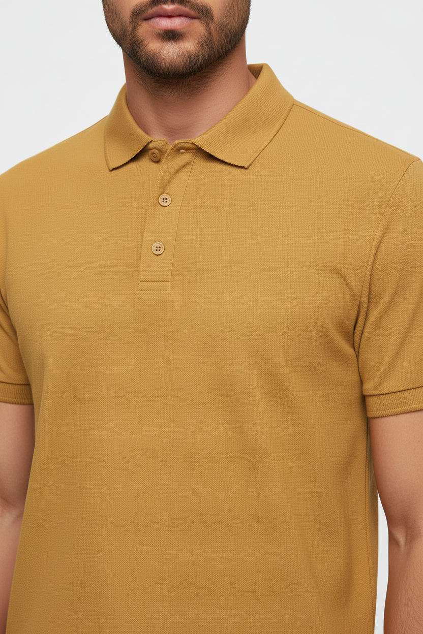 Close-up Detail – Golden Yellow Polo