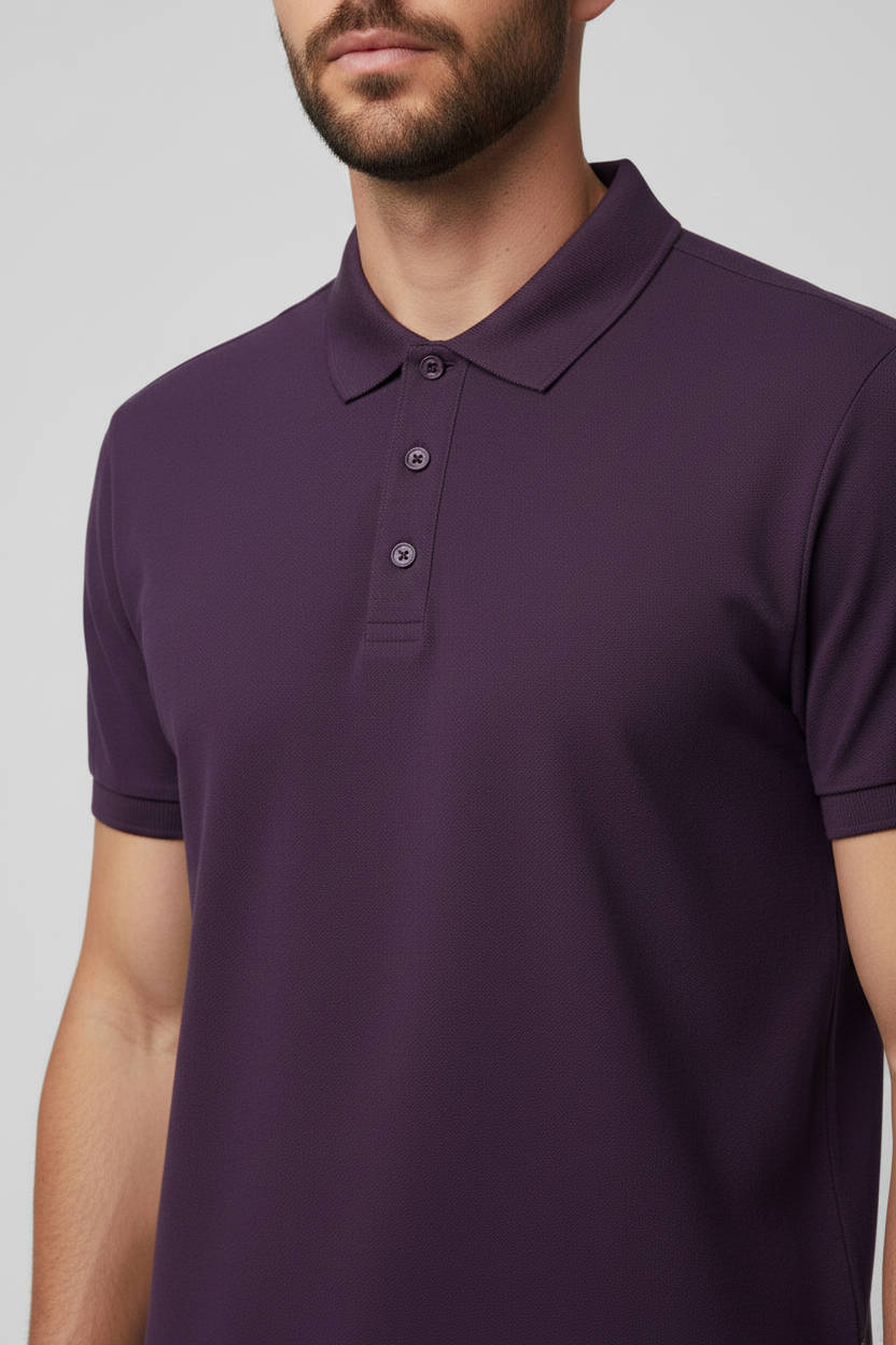 Close-up Detail – Purple Polo