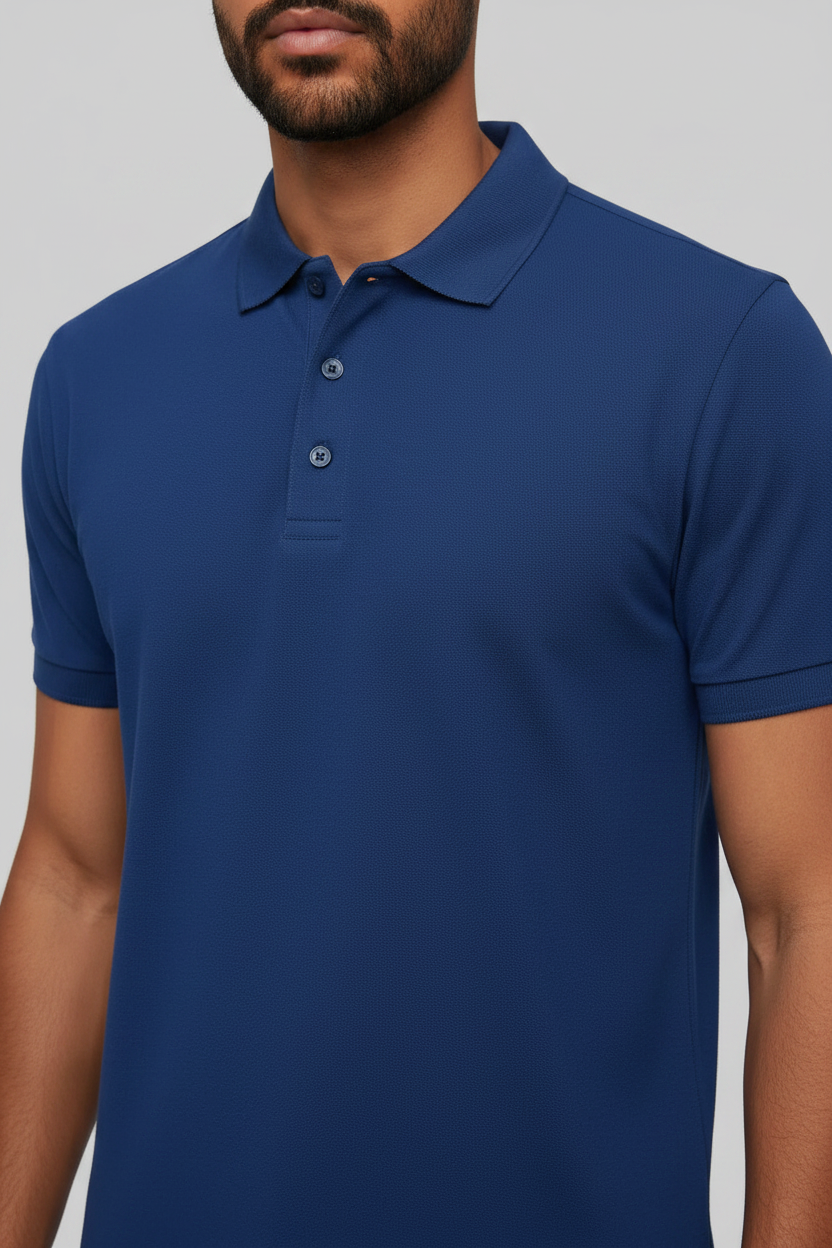 Close-up Detail – Royal Blue Polo