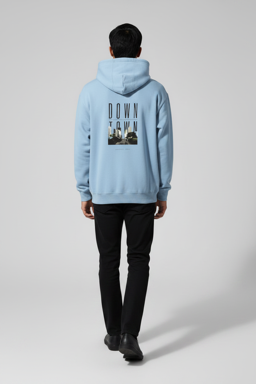 Down Town Hoodie Baby Blue – Walking Back