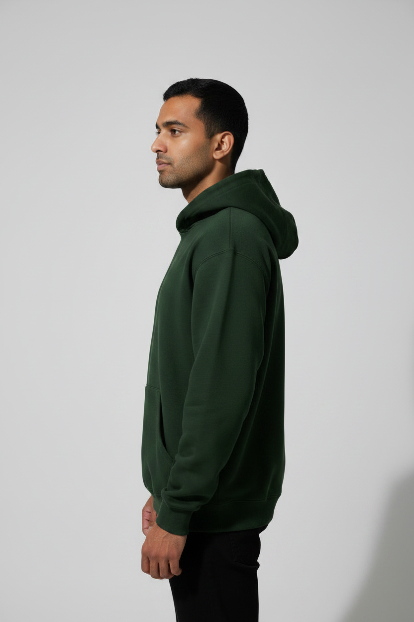Down Town Hoodie Bottle Green – Left Side View
