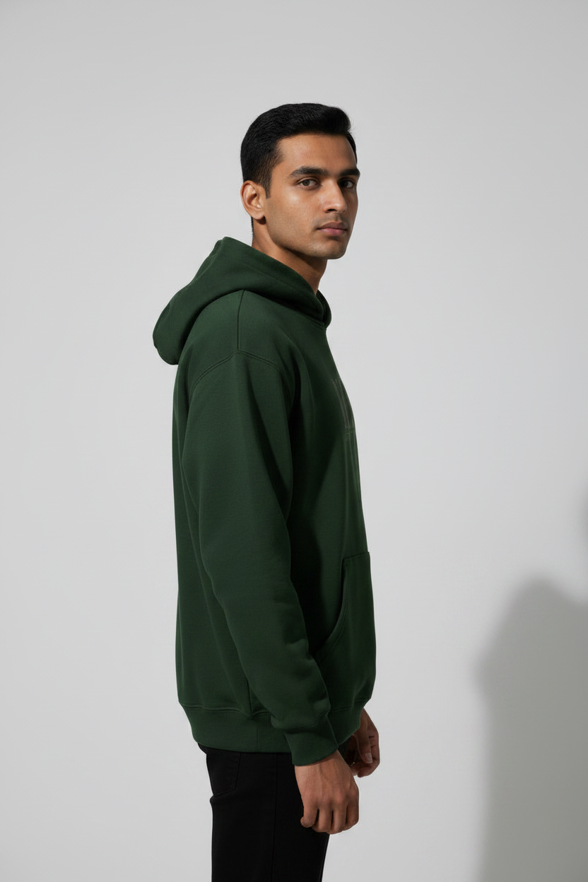 Down Town Hoodie Bottle Green – Right Side View