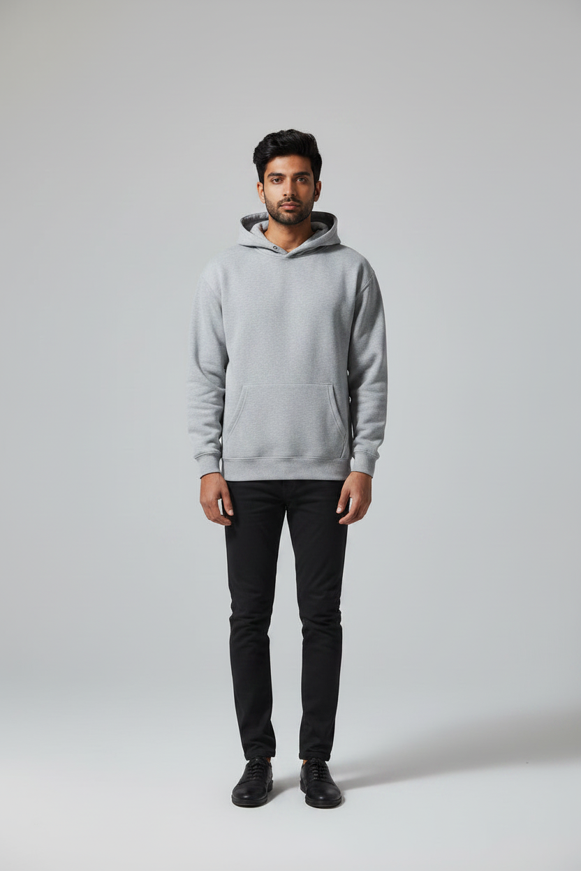 Down Town Hoodie Grey Melange – Front View