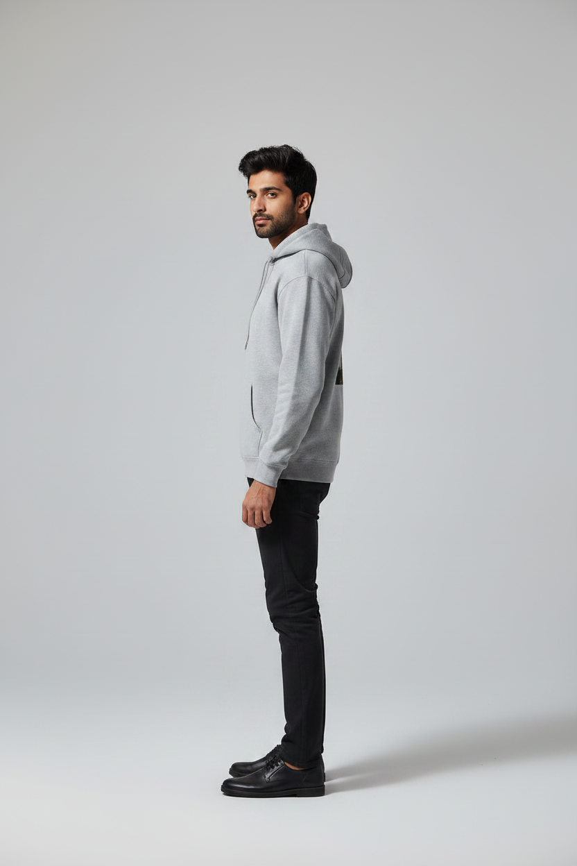 Down Town Hoodie Grey Melange – Left Side View