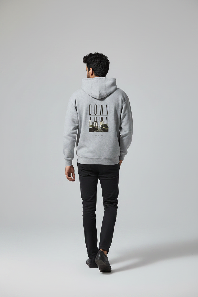Down Town Hoodie Grey Melange – Walking Back