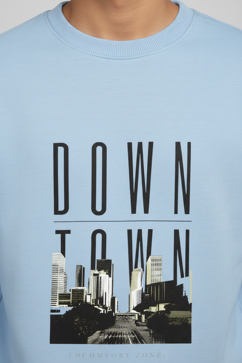 Down Town Sweatshirt Baby Blue – Close-up Detail