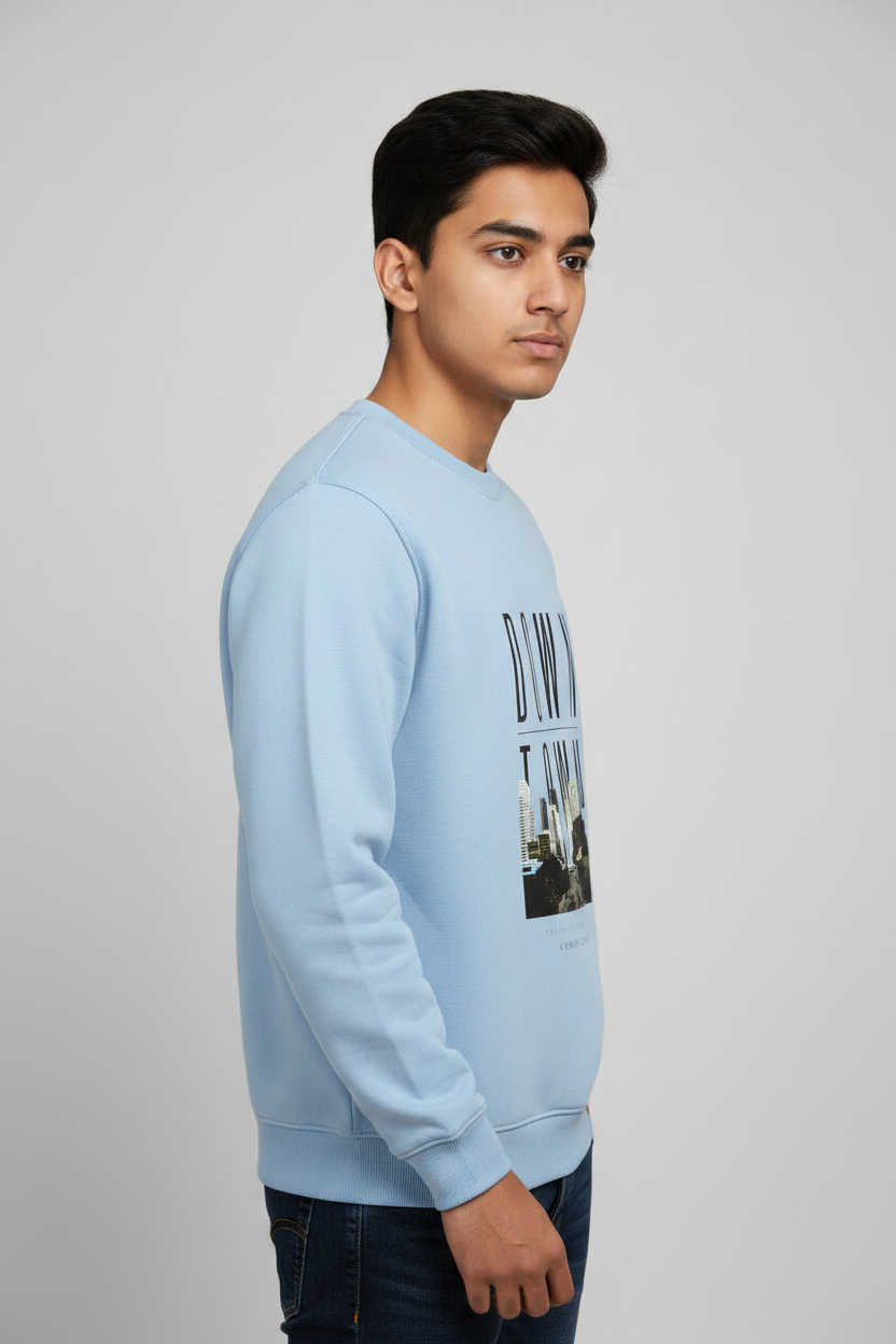 Down Town Sweatshirt Baby Blue – Front View