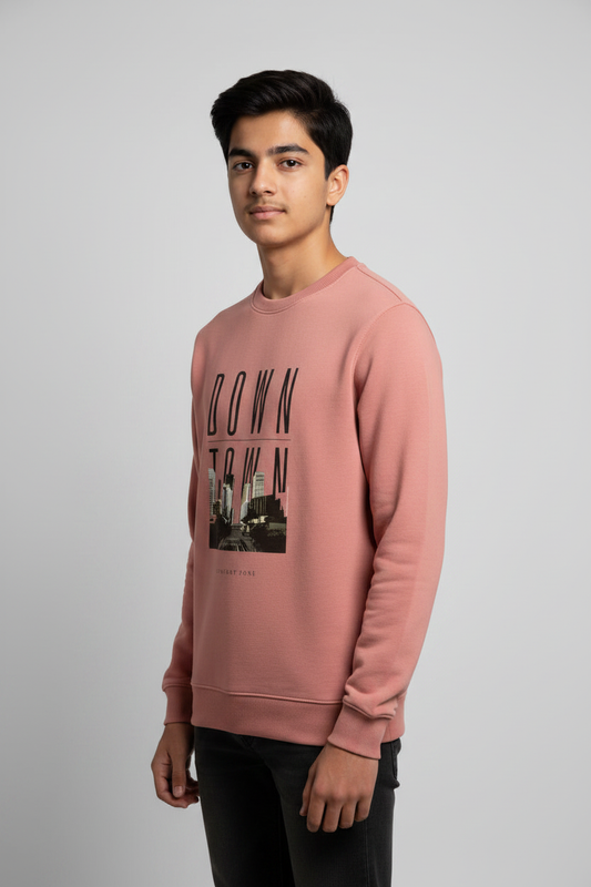 Down Town Sweatshirt Coral – 45° Front Left
