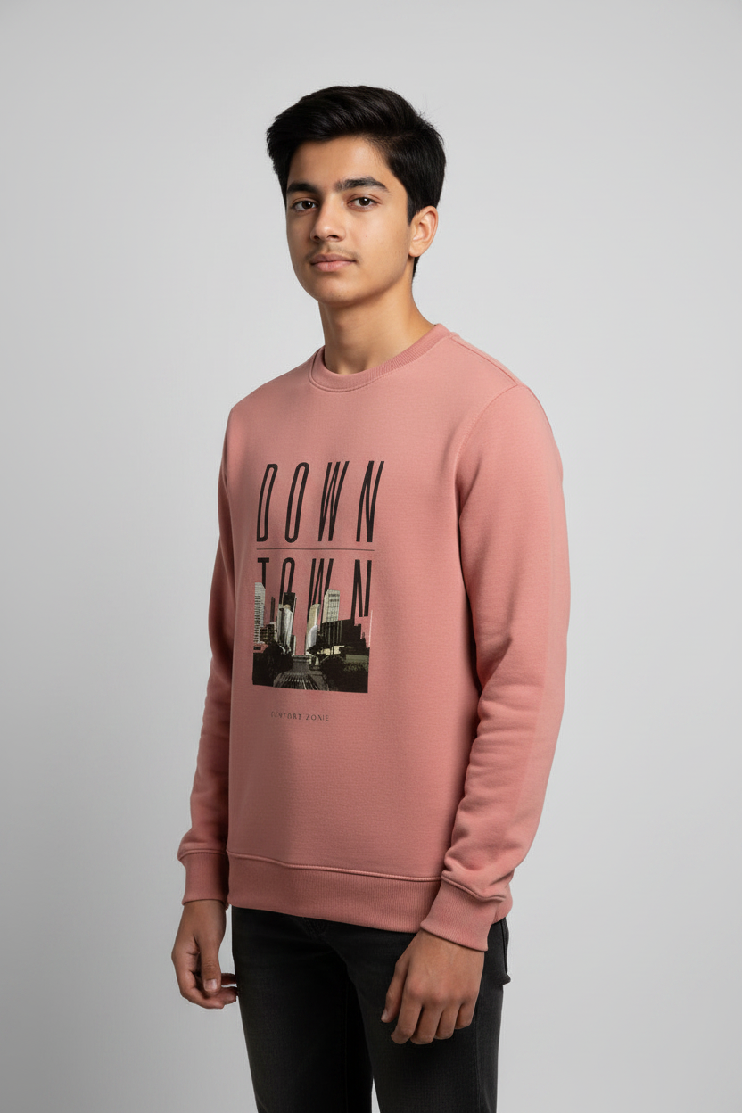 Down Town Sweatshirt Coral – 45° Front Right