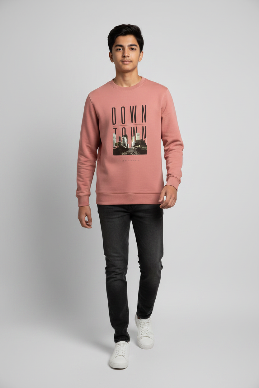 Down Town Sweatshirt Coral – Walking Front