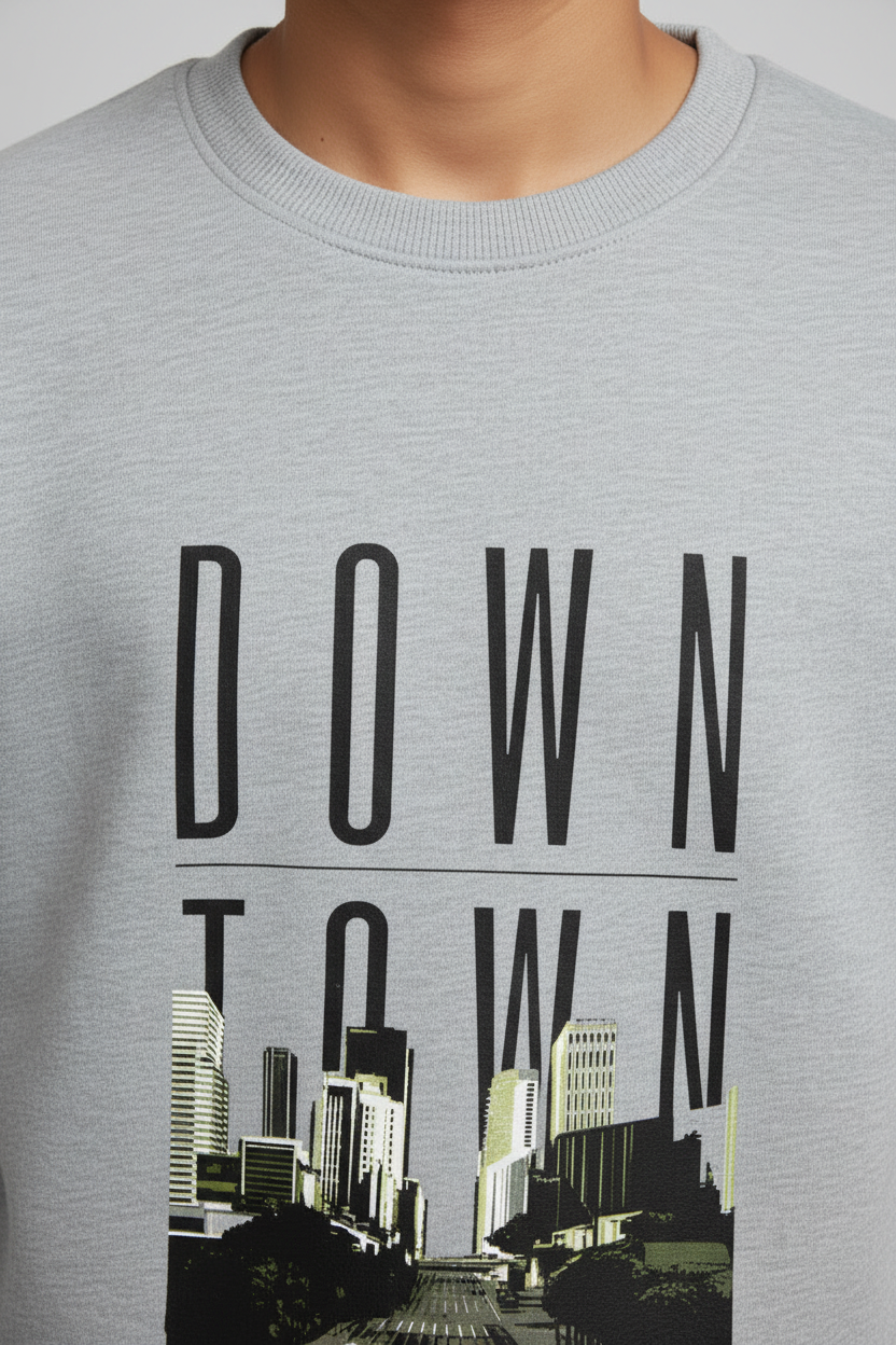 Down Town Sweatshirt Grey Melange – Close-up Detail