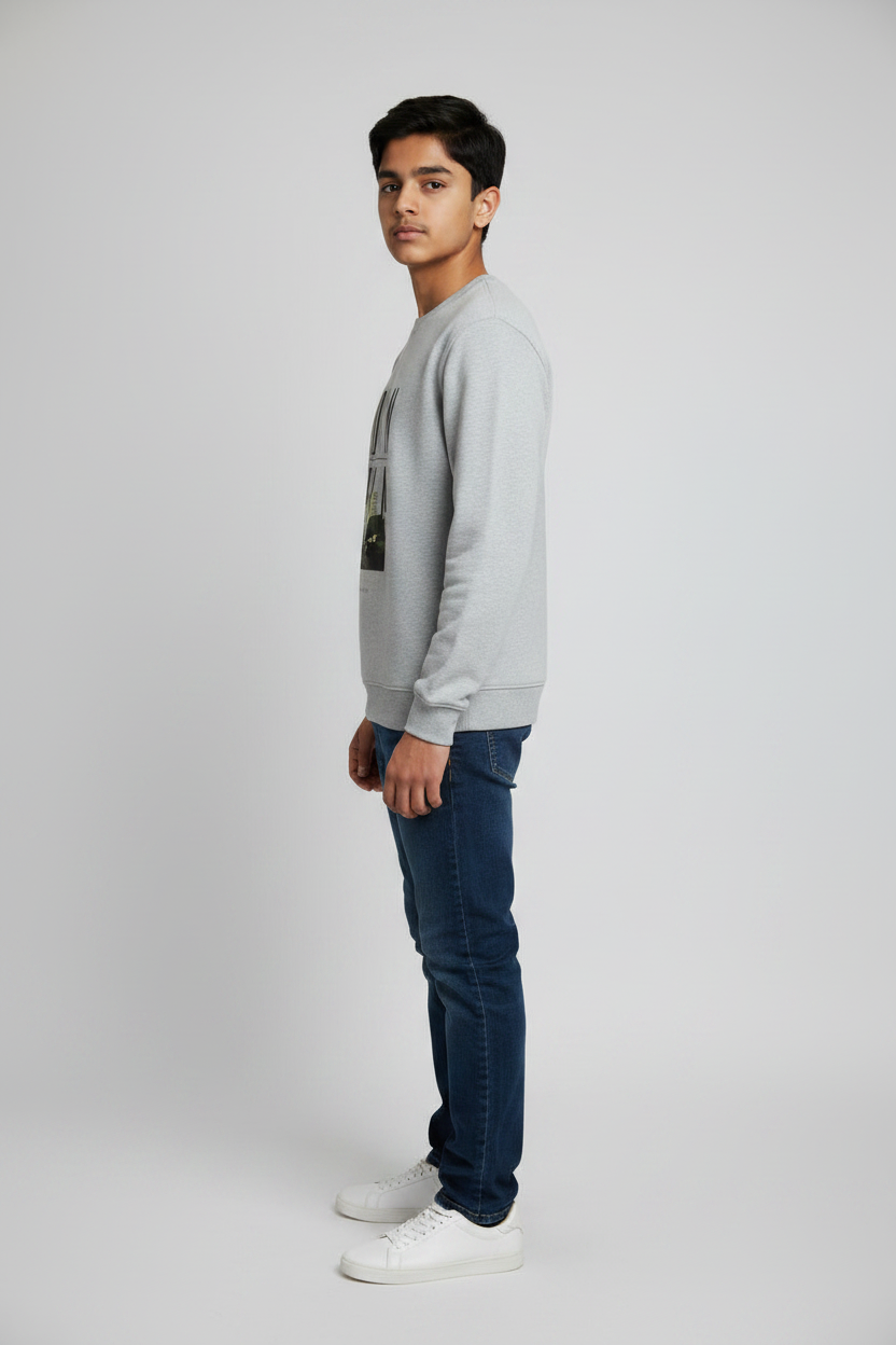Down Town Sweatshirt Grey Melange – Left Side View