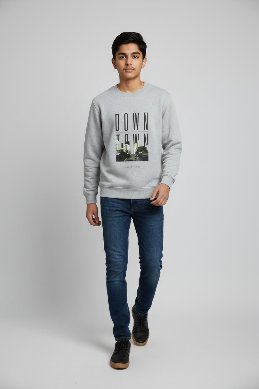 Down Town Sweatshirt Grey Melange – Walking Front
