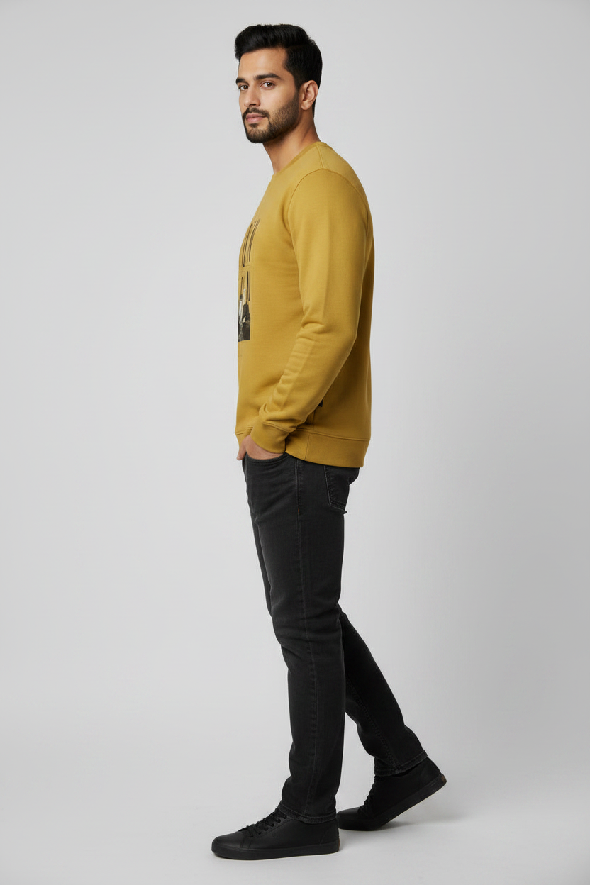 Down Town Sweatshirt Mustard Yellow – Left Side View