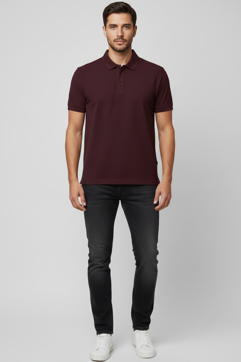 Front View – Maroon Polo