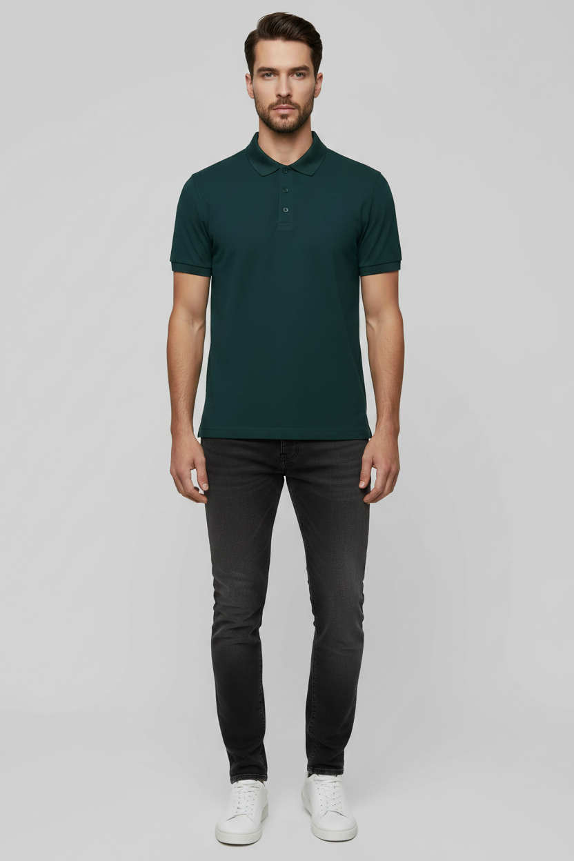 Front View – Petrol Blue Polo