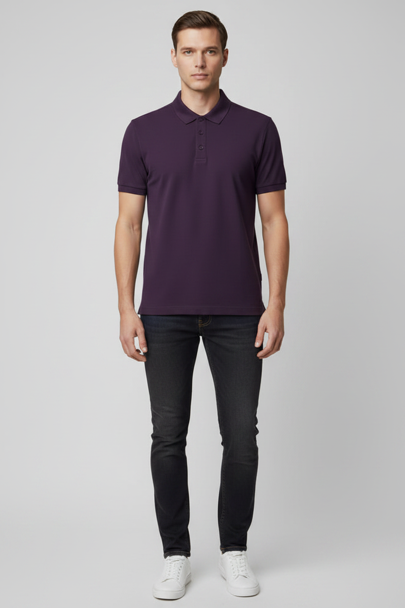 Front View – Purple Polo