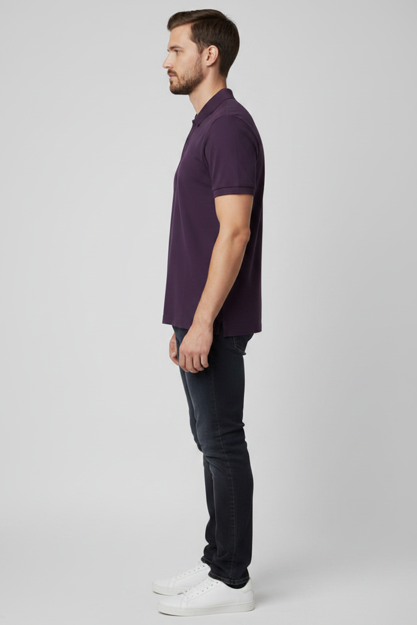 Left Side View – Purple Polo