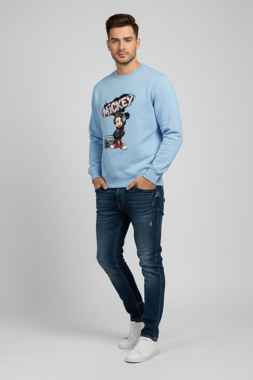 Mickey Sweatshirt Baby Blue – 45° Front Left