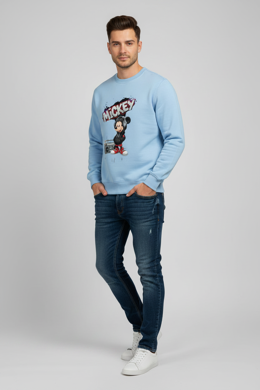 Mickey Sweatshirt Baby Blue – 45° Front Right