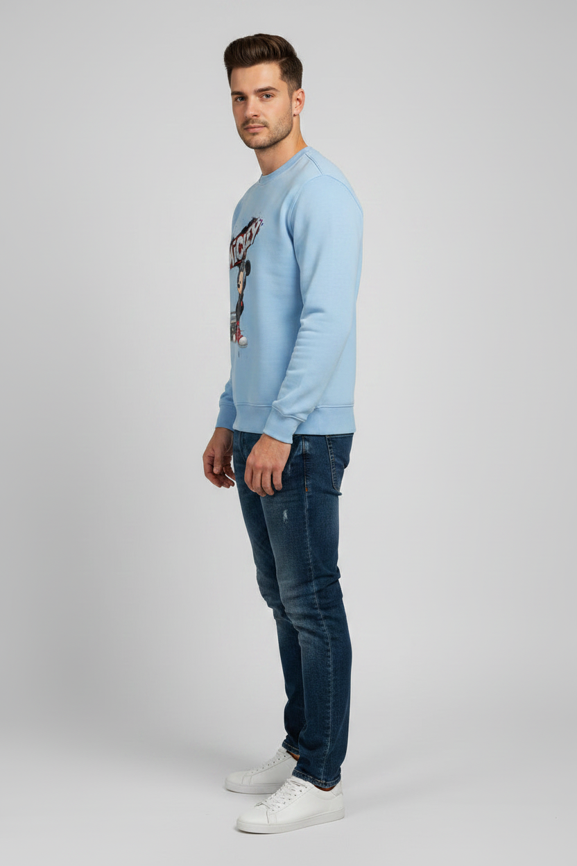 Mickey Sweatshirt Baby Blue – Left Side View