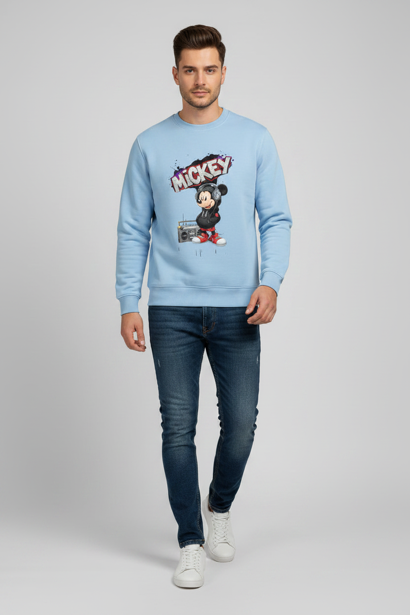 Mickey Sweatshirt Baby Blue – Walking Front