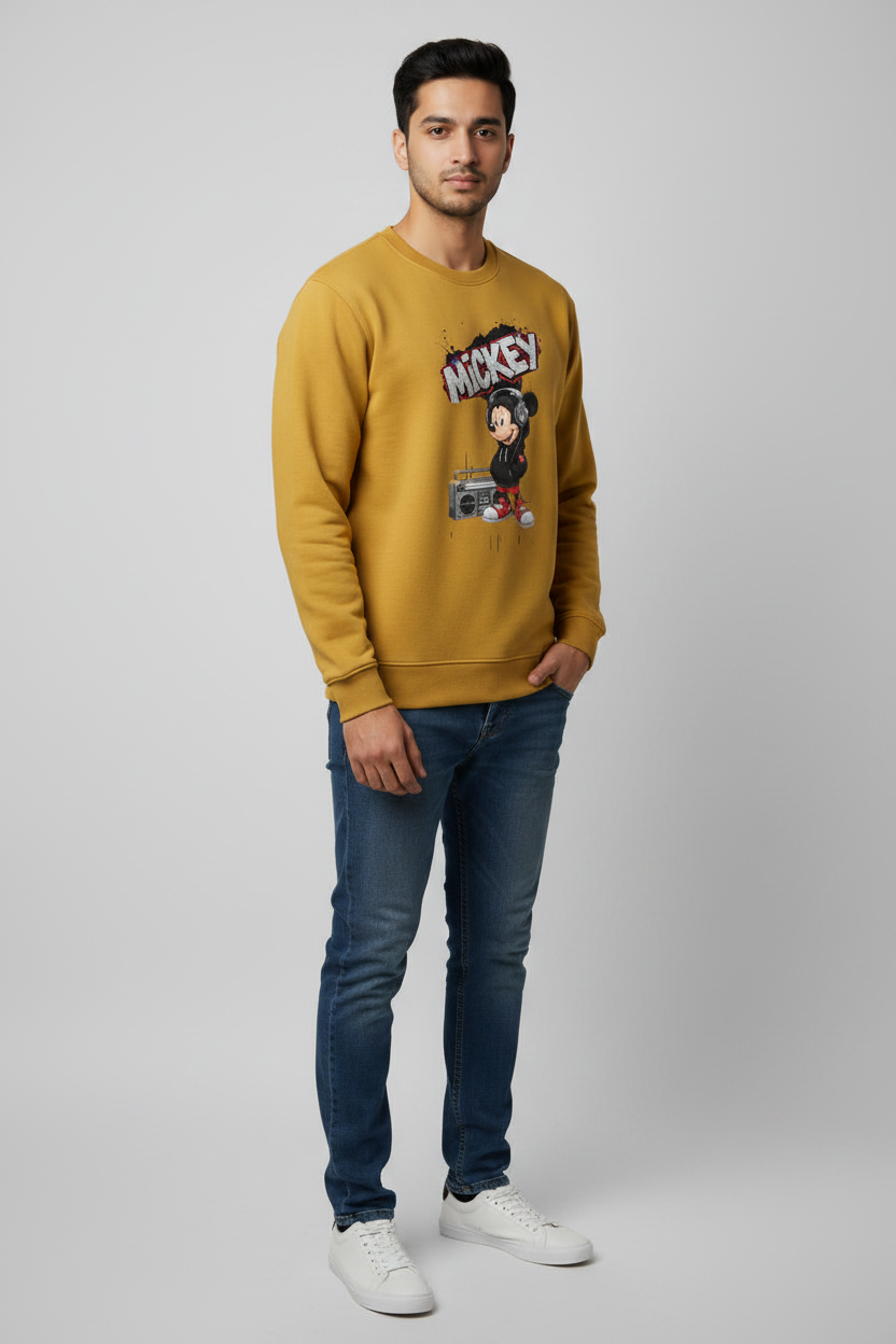 Mickey Sweatshirt Golden Yellow – 45° Front Left