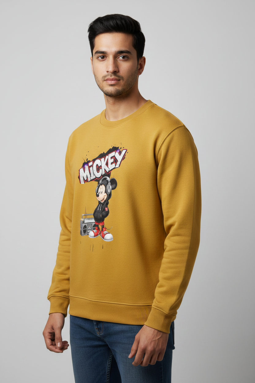 Mickey Sweatshirt Golden Yellow – 45° Front Right