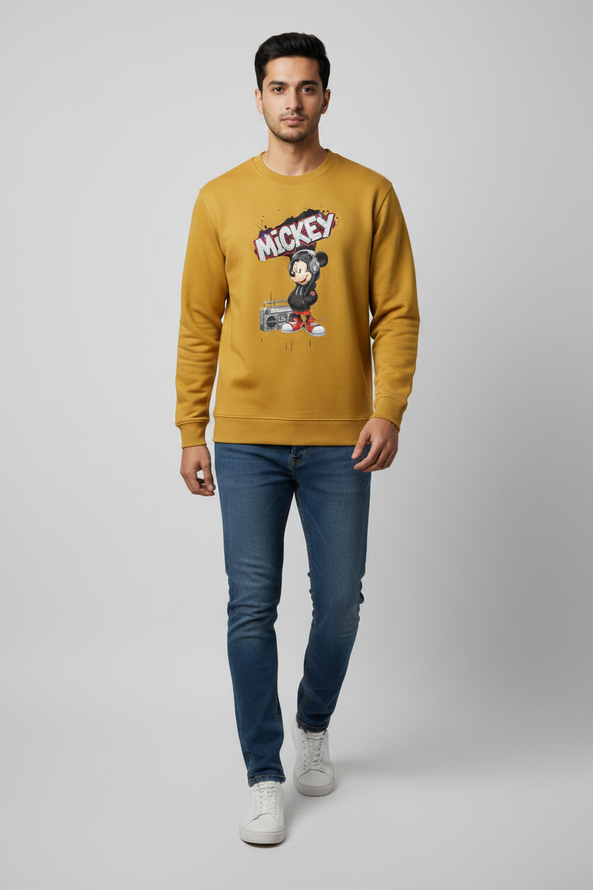 Mickey Sweatshirt Golden Yellow – Walking Front