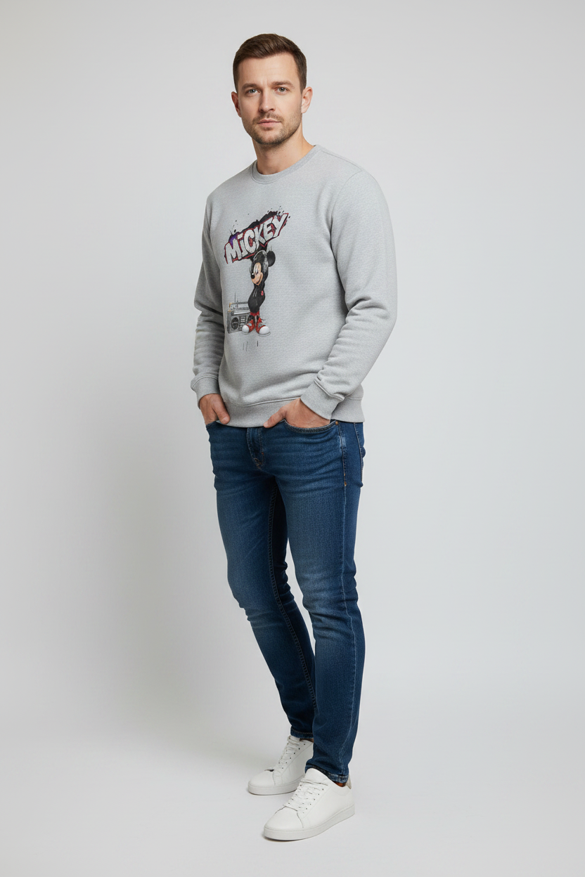 Mickey Sweatshirt Grey Melange – 45° Front Left
