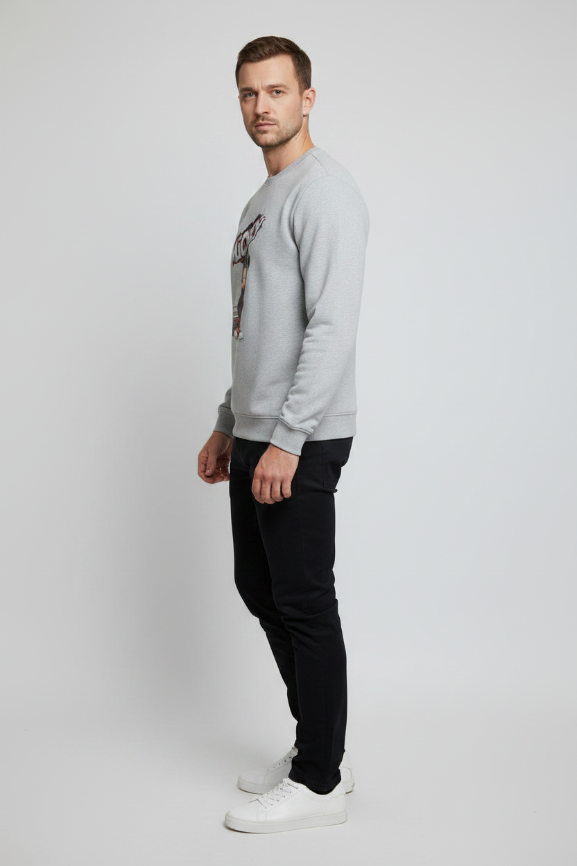 Mickey Sweatshirt Grey Melange – Front View