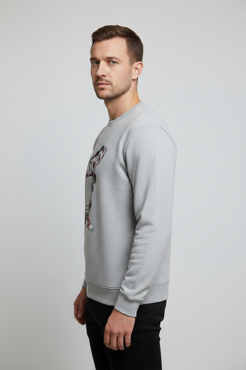 Mickey Sweatshirt Grey Melange – Left Side View