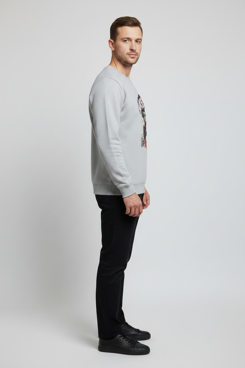 Mickey Sweatshirt Grey Melange – Right Side View