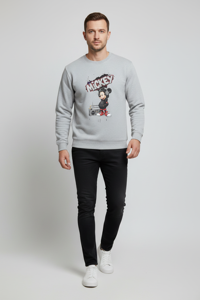 Mickey Sweatshirt Grey Melange – Walking Front