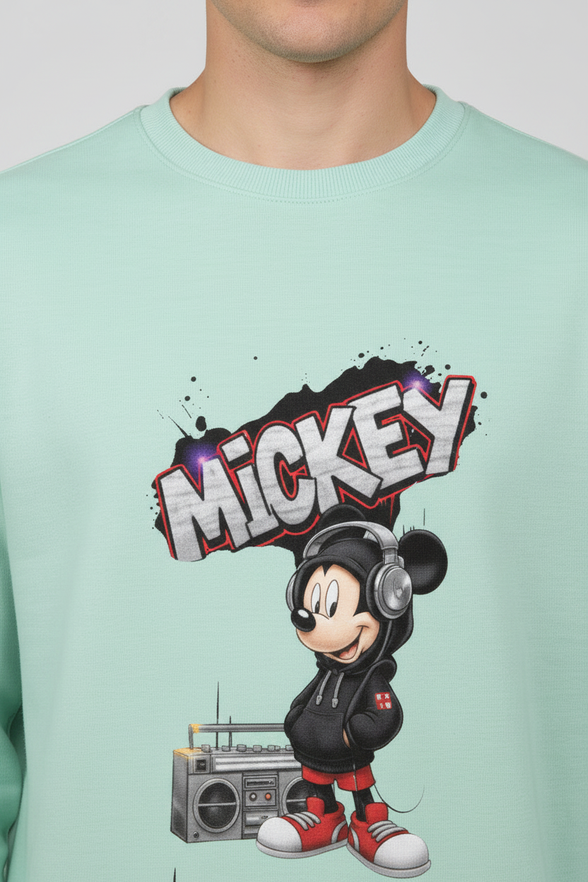 Mickey Sweatshirt Mint – Close-up Detail