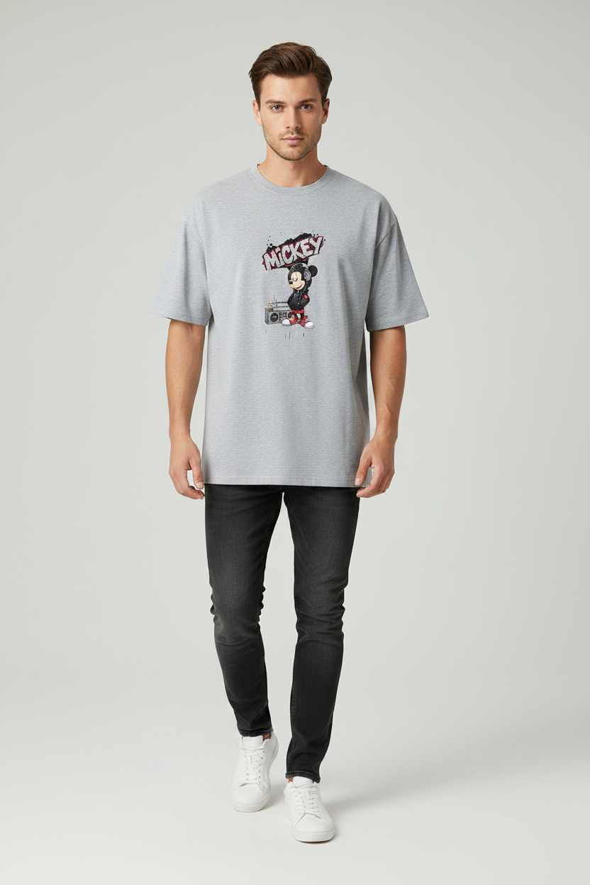 Mickey T-Shirt Grey Melange – Walking Front