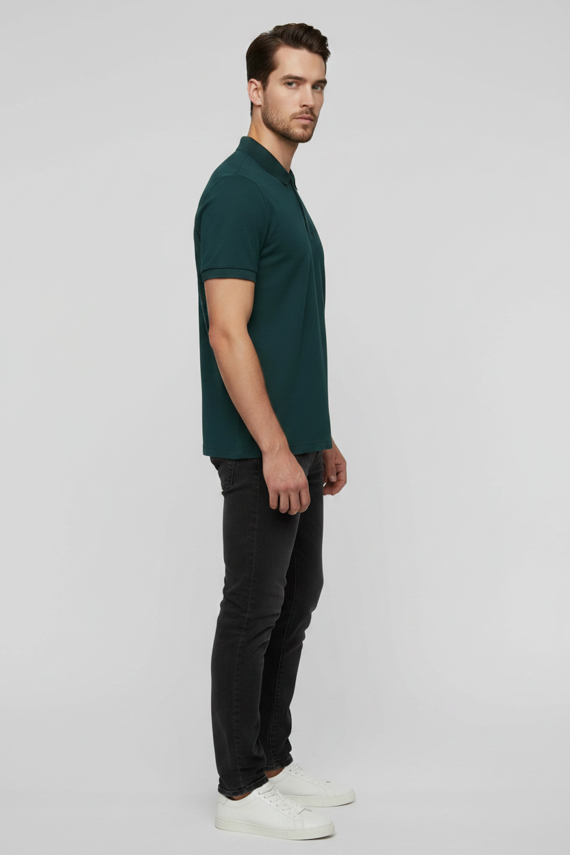Right Side View – Petrol Blue Polo